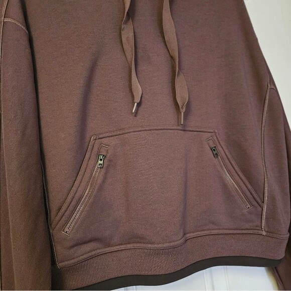 Athleta Recover Hoodie Women's Small Smoked Almond Brown Drawstring Gym EUC - Picture 7 of 8